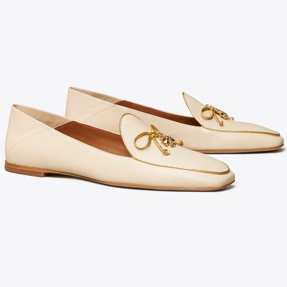 Tory Burch $328 CONVERTIBLE Charm Loafer Dulce De Leche Gold Cream 9.5 10 - Picture 2 of 5